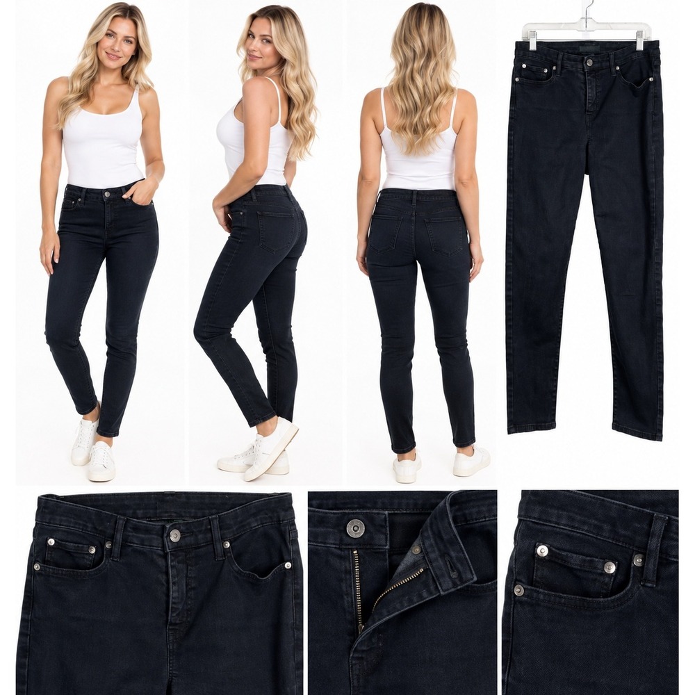 Lauren Ralph Lauren 10 Black Skinny Jeans Stretch Slim Fit Classic Dark Wash